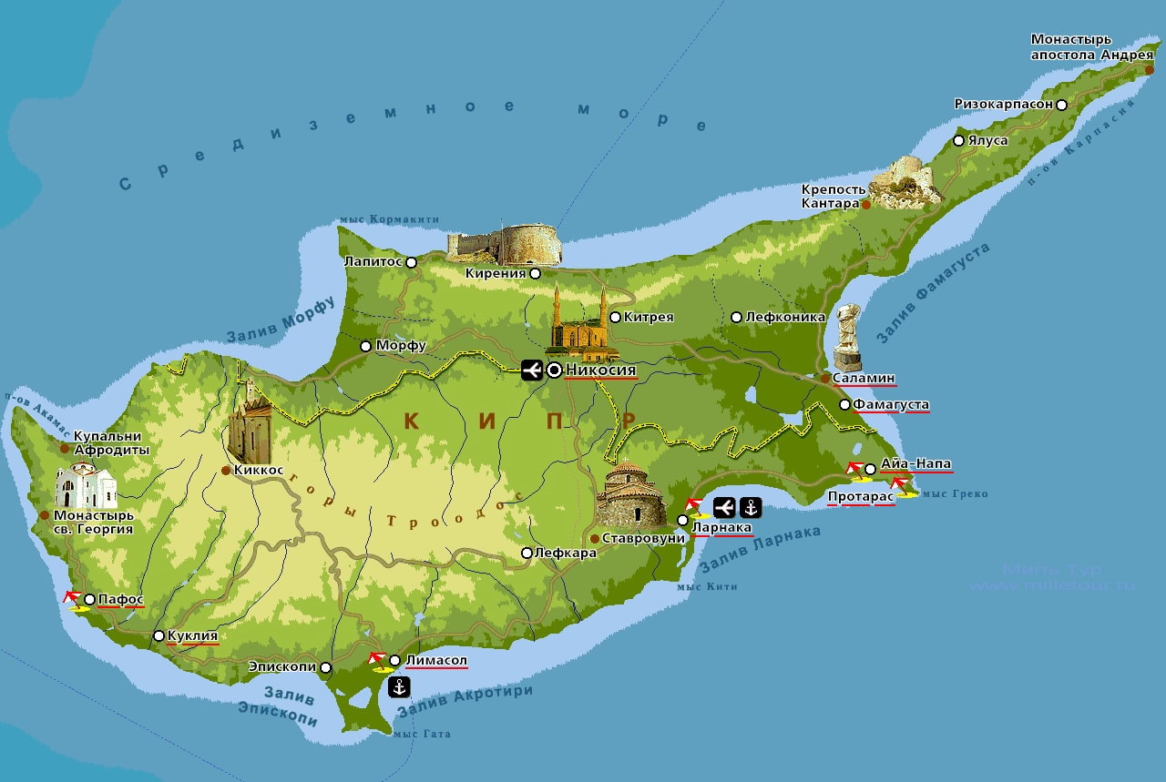 На Кіпрі є п'ять головних туристичних локацій у моря і далеко не скрізь пляжі придатні для купання в моєму розумінні, звичайно