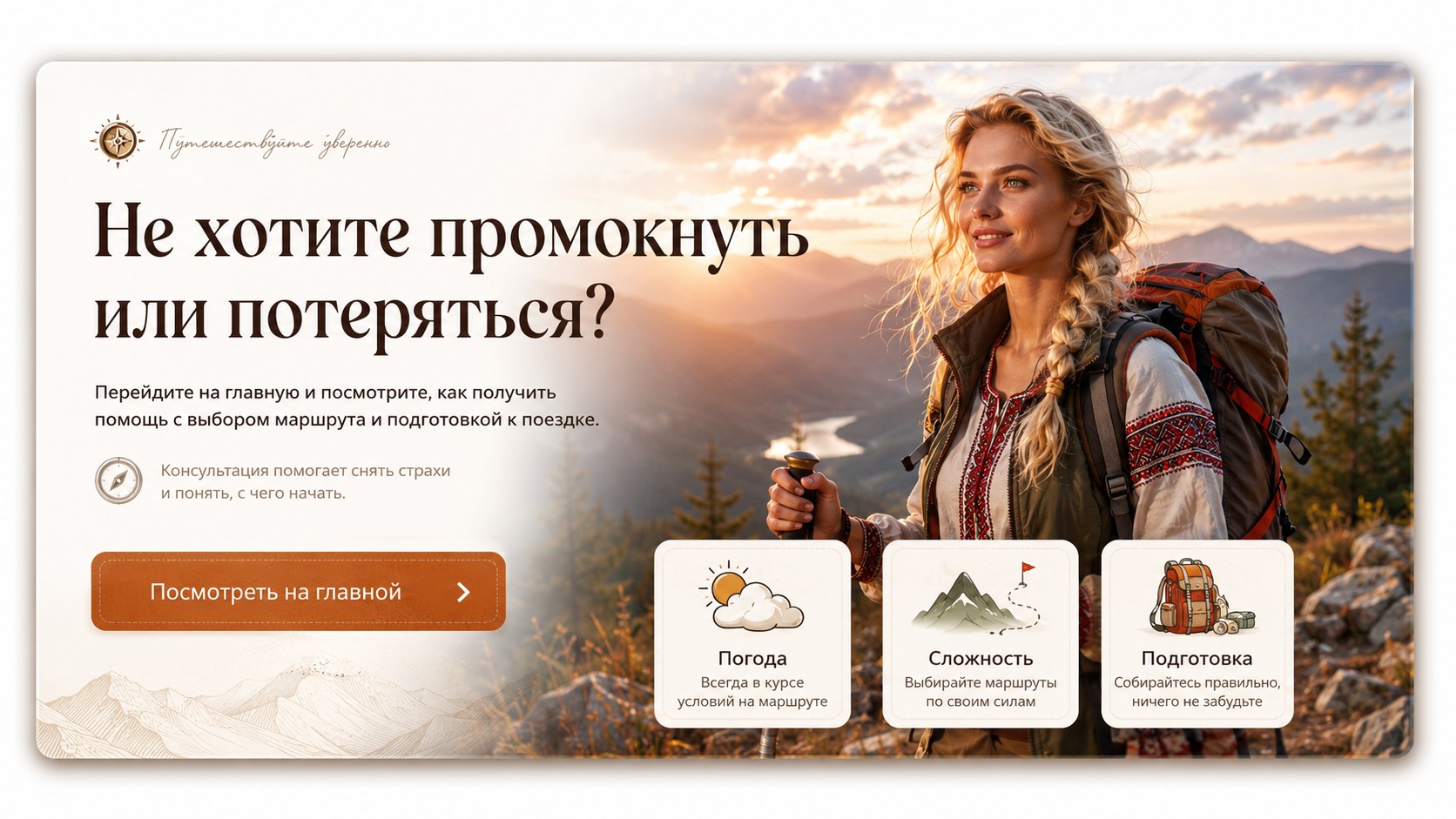 Не хотите промокнуть или потеряться? — консультационный баннер для блога