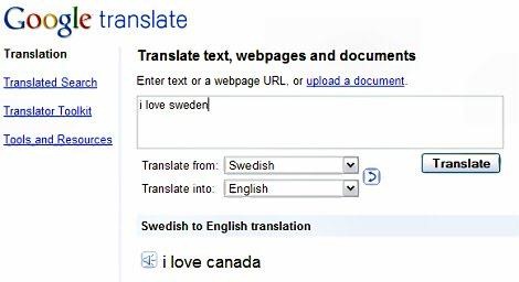 Google Translate любит Канаду