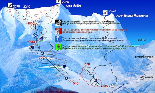 Гірськолижний комплекс «Альпіка-Сурвіс» розташовується на території селища Есто-Садок на схилах хребта Аибга